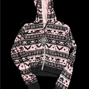 Dolls Kill pink bat zip up hoodie sold out